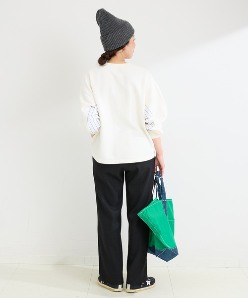 B.C STOCK（ベーセーストック）の「ウォッシャブル / ドッキングスリーブプルオーバー（スウェット・レディース・ホワイト/ネイビー/カーキ・FREE）」の7枚目の写真