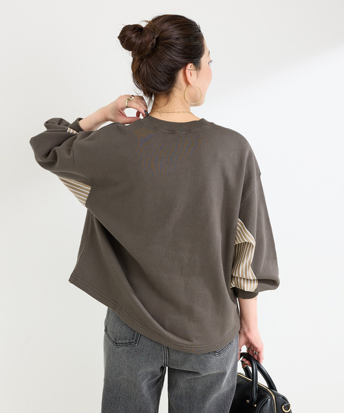 B.C STOCK（ベーセーストック）の「ウォッシャブル / ドッキングスリーブプルオーバー（スウェット・レディース・ホワイト/ネイビー/カーキ・FREE）」の19枚目の写真