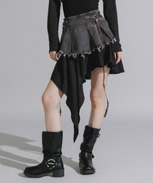 Chick | Asymmetrical Faux-Layered Denim Skirt / アシンメトリー フェイクレイヤードデニムスカート(デニムスカート)