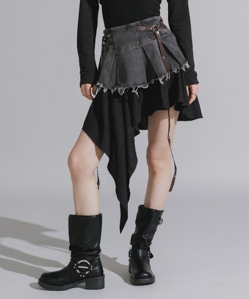 アシンメトリーダークデニムスカート アシンメトリーデニムスカート | ファッション通販サイト NUGU