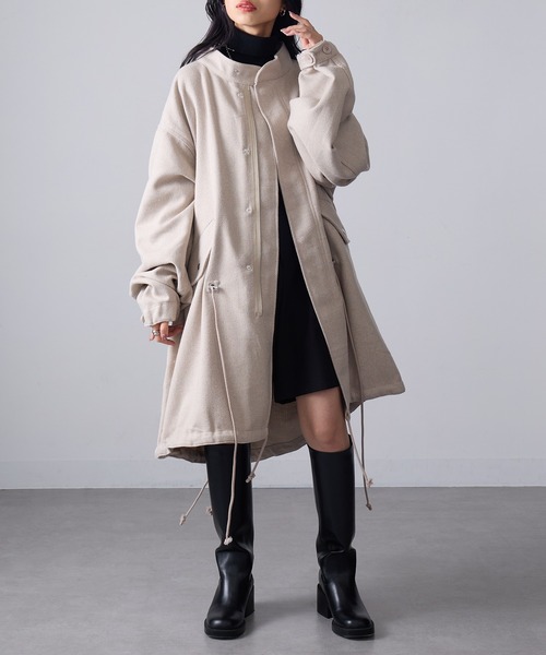 MAGASIN DE MODE Onjna(マガジンデモードオンジェナ )の「【MAGASIN DE MODE Onjna】ヘリンボーンモッズコート trc(モッズコート・レディース・ブラック/ブラウン/ベージュ・FREE)」の5枚目の写真