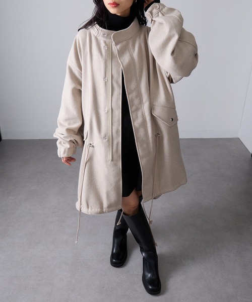 MAGASIN DE MODE Onjna(マガジンデモードオンジェナ )の「【MAGASIN DE MODE Onjna】ヘリンボーンモッズコート trc(モッズコート・レディース・ブラック/ブラウン/ベージュ・FREE)」の8枚目の写真