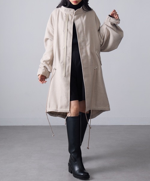 MAGASIN DE MODE Onjna(マガジンデモードオンジェナ )の「【MAGASIN DE MODE Onjna】ヘリンボーンモッズコート trc(モッズコート・レディース・ブラック/ブラウン/ベージュ・FREE)」の4枚目の写真