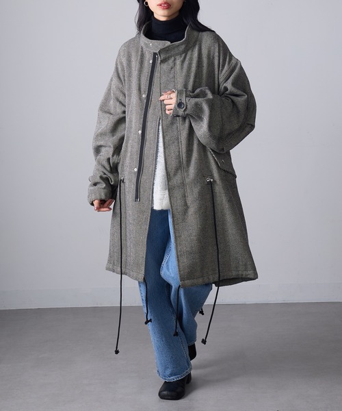 MAGASIN DE MODE Onjna(マガジンデモードオンジェナ )の「【MAGASIN DE MODE Onjna】ヘリンボーンモッズコート trc(モッズコート・レディース・ブラック/ブラウン/ベージュ・FREE)」の11枚目の写真