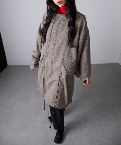 MAGASIN DE MODE Onjna(マガジンデモードオンジェナ )の「【MAGASIN DE MODE Onjna】ヘリンボーンモッズコート trc(モッズコート・レディース・ブラック/ブラウン/ベージュ・FREE)」の21枚目の写真
