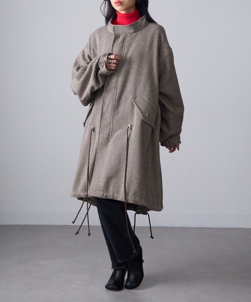 MAGASIN DE MODE Onjna(マガジンデモードオンジェナ )の「【MAGASIN DE MODE Onjna】ヘリンボーンモッズコート trc(モッズコート・レディース・ブラック/ブラウン/ベージュ・FREE)」の20枚目の写真