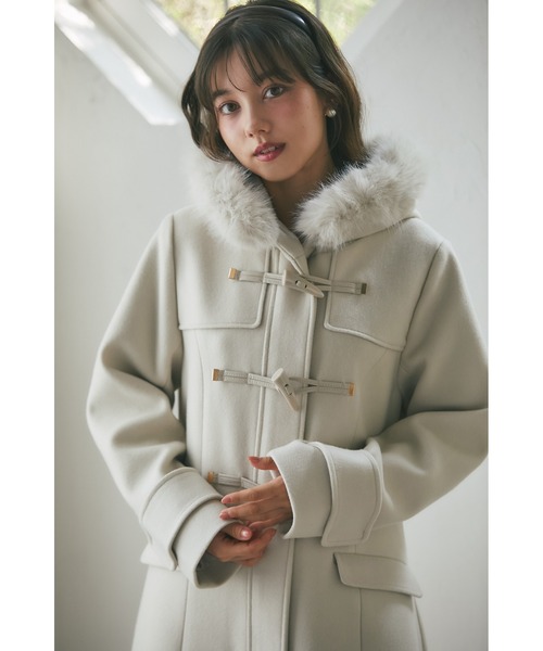 取り外し可能なファー付きフィット＆フレアシルエットダッフル