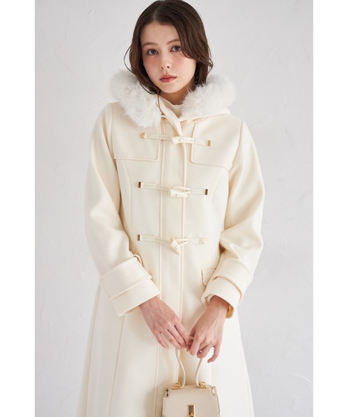 取り外し可能なファー付きフィット＆フレアシルエットダッフル