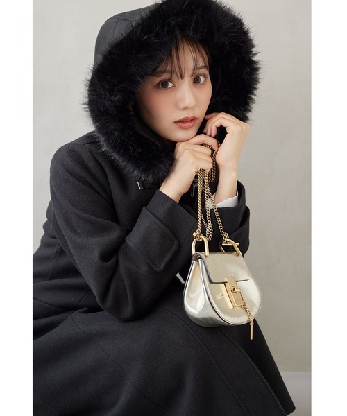 tocco closet(トッコ クローゼット)の「取り外し可能なファー付きフィット&フレアシルエットダッフルコート(ダッフルコート・レディース・アイボリー/ブラック/ピンク/ベージュ・M)」の14枚目の写真