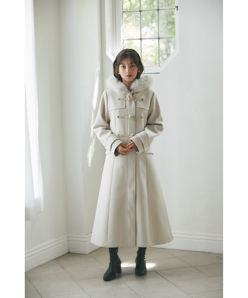 取り外し可能なファー付きフィット＆フレアシルエットダッフルコート