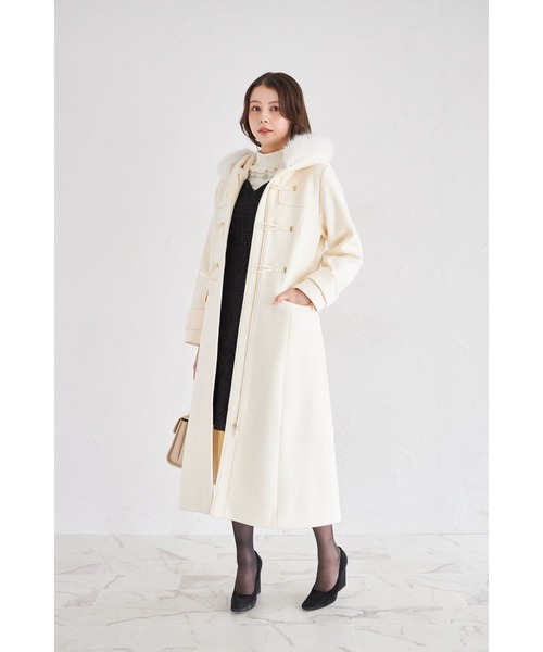 取り外し可能なファー付きフィット＆フレアシルエットダッフルコート