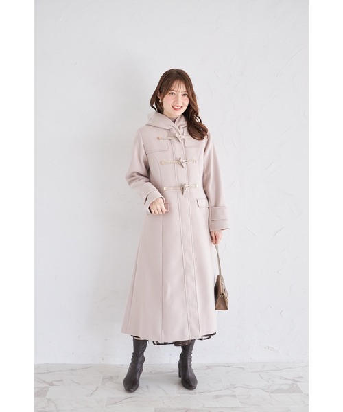 取り外し可能なファー付きフィット＆フレアシルエットダッフルコート