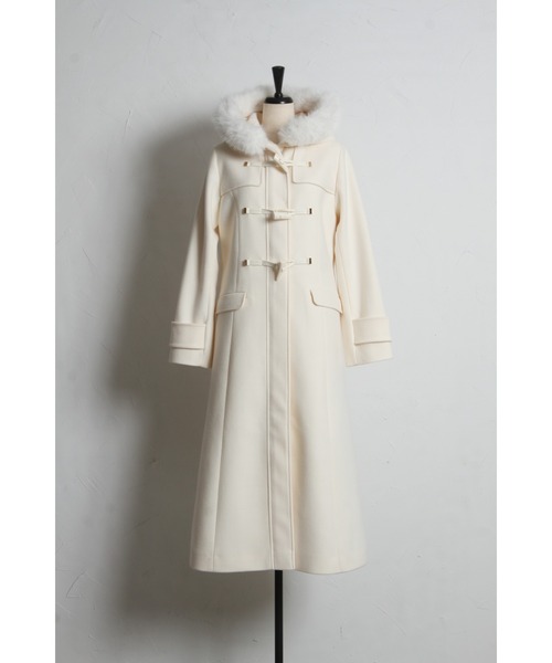 取り外し可能なファー付きフィット＆フレアシルエットダッフル