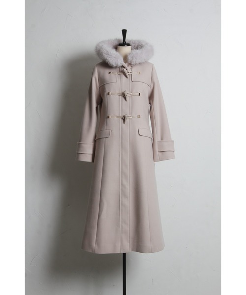 取り外し可能なファー付きフィット＆フレアシルエットダッフル