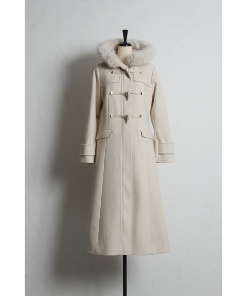 取り外し可能なファー付きフィット＆フレアシルエットダッフルコート