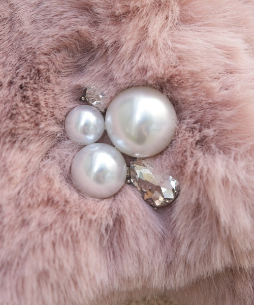 axes femme（アクシーズファム）の「パール付マグネットティペット（マフラー・レディース・ピンク/グレー・FREE）」の5枚目の写真