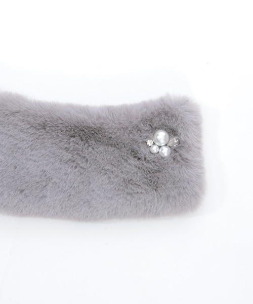 axes femme（アクシーズファム）の「パール付マグネットティペット（マフラー・レディース・ピンク/グレー・FREE）」の15枚目の写真