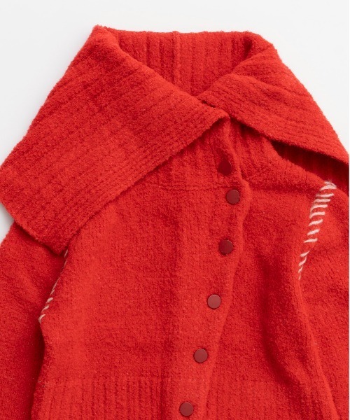 MAISON SPECIAL(メゾンスペシャル)の「Asymmetry Knit Cardigan / アシメニットカーディガン(カーディガン/ボレロ・レディース・グレー/レッド・FREE)」の6枚目の写真