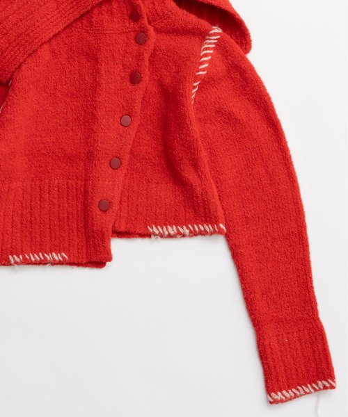 MAISON SPECIAL(メゾンスペシャル)の「Asymmetry Knit Cardigan / アシメニットカーディガン(カーディガン/ボレロ・レディース・グレー/レッド・FREE)」の7枚目の写真