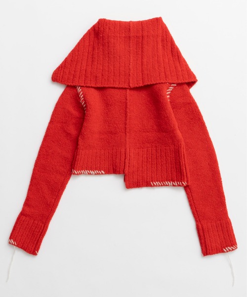 MAISON SPECIAL(メゾンスペシャル)の「Asymmetry Knit Cardigan / アシメニットカーディガン(カーディガン/ボレロ・レディース・グレー/レッド・FREE)」の5枚目の写真