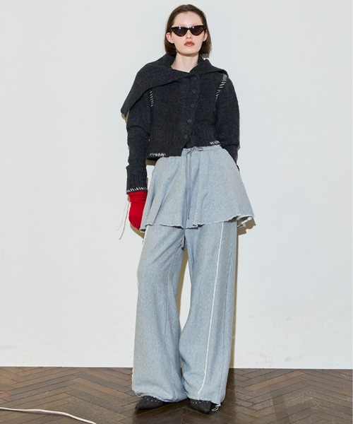 MAISON SPECIAL(メゾンスペシャル)の「Asymmetry Knit Cardigan / アシメニットカーディガン(カーディガン/ボレロ・レディース・グレー/レッド・FREE)」の9枚目の写真
