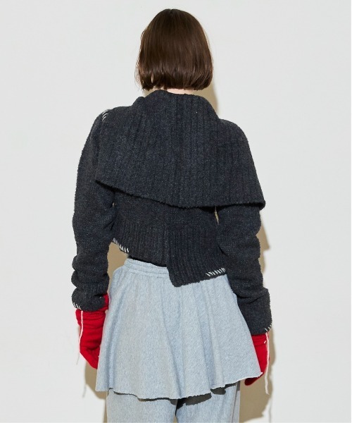 MAISON SPECIAL(メゾンスペシャル)の「Asymmetry Knit Cardigan / アシメニットカーディガン(カーディガン/ボレロ・レディース・グレー/レッド・FREE)」の11枚目の写真