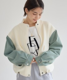 デニムジャケット（ホワイト/白色系・ジップアップ