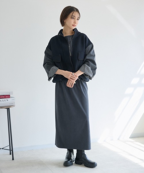 KATHARINE ROSS（キャサリンロス）の「【PILLINI/ピリーニ】デニムコンビスタンドカラージャケット（デニムジャケット・レディース・ブラック/オフホワイト・MEDIUM）」の6枚目の写真