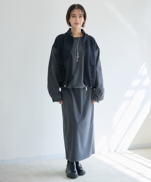 KATHARINE ROSS（キャサリンロス）の「【PILLINI/ピリーニ】デニムコンビスタンドカラージャケット（デニムジャケット・レディース・ブラック/オフホワイト・MEDIUM）」の3枚目の写真