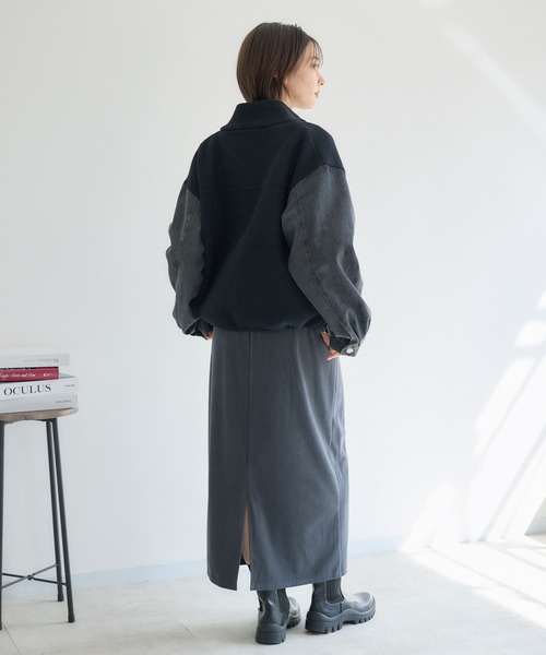 KATHARINE ROSS（キャサリンロス）の「【PILLINI/ピリーニ】デニムコンビスタンドカラージャケット（デニムジャケット・レディース・ブラック/オフホワイト・MEDIUM）」の4枚目の写真