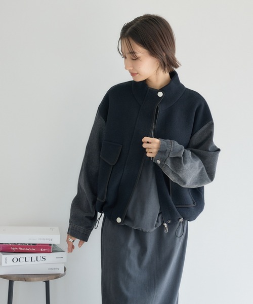 KATHARINE ROSS（キャサリンロス）の「【PILLINI/ピリーニ】デニムコンビスタンドカラージャケット（デニムジャケット・レディース・ブラック/オフホワイト・MEDIUM）」の12枚目の写真