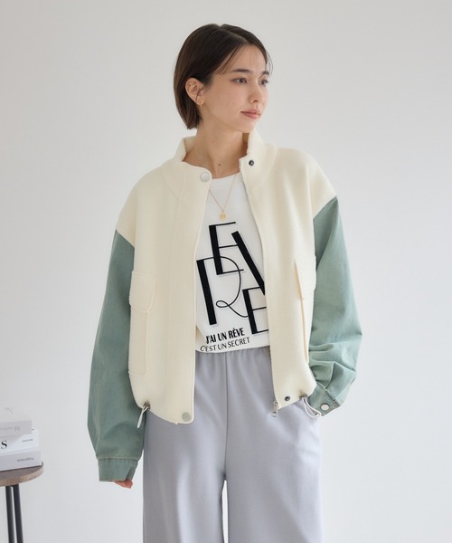 KATHARINE ROSS（キャサリンロス）の「【PILLINI/ピリーニ】デニムコンビスタンドカラージャケット（デニムジャケット・レディース・ブラック/オフホワイト・MEDIUM）」の17枚目の写真