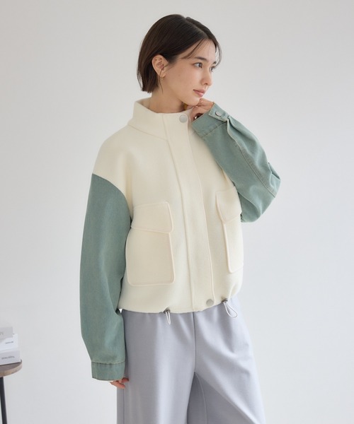 KATHARINE ROSS（キャサリンロス）の「【PILLINI/ピリーニ】デニムコンビスタンドカラージャケット（デニムジャケット・レディース・ブラック/オフホワイト・MEDIUM）」の19枚目の写真