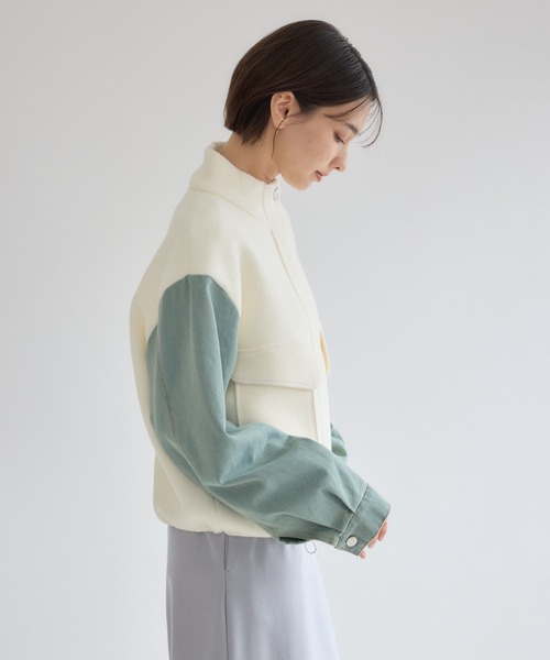 KATHARINE ROSS（キャサリンロス）の「【PILLINI/ピリーニ】デニムコンビスタンドカラージャケット（デニムジャケット・レディース・ブラック/オフホワイト・MEDIUM）」の20枚目の写真