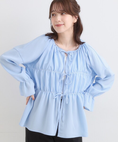 Cutie Blonde（キューティーブロンド）の「シャーリングデザインブラウス（シャツ/ブラウス・レディース・ブラック/ライトブルー/ダークブラウン・00）」の3枚目の写真
