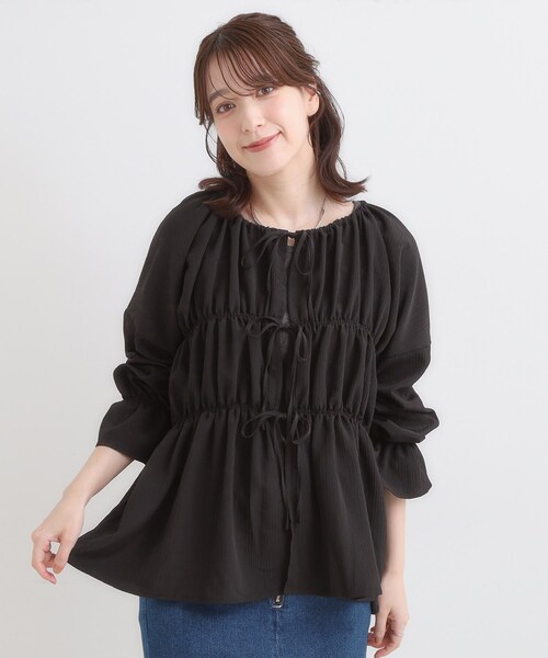 Cutie Blonde（キューティーブロンド）の「シャーリングデザインブラウス（シャツ/ブラウス・レディース・ブラック/ライトブルー/ダークブラウン・00）」の5枚目の写真