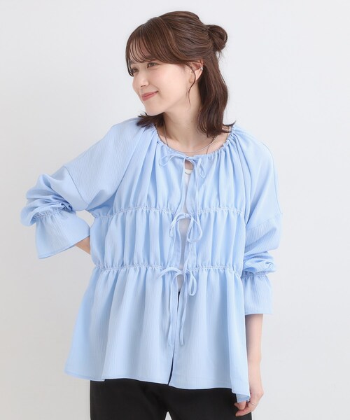 Cutie Blonde（キューティーブロンド）の「シャーリングデザインブラウス（シャツ/ブラウス・レディース・ブラック/ライトブルー/ダークブラウン・00）」の8枚目の写真