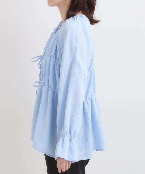 Cutie Blonde（キューティーブロンド）の「シャーリングデザインブラウス（シャツ/ブラウス・レディース・ブラック/ライトブルー/ダークブラウン・00）」の18枚目の写真