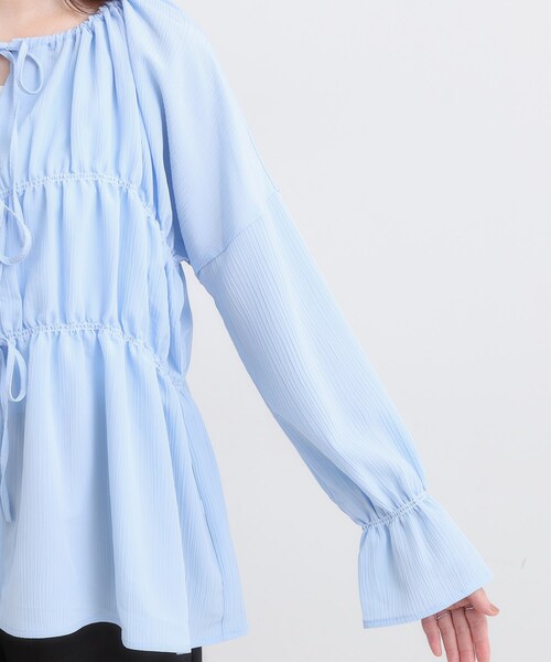 Cutie Blonde（キューティーブロンド）の「シャーリングデザインブラウス（シャツ/ブラウス・レディース・ブラック/ライトブルー/ダークブラウン・00）」の16枚目の写真