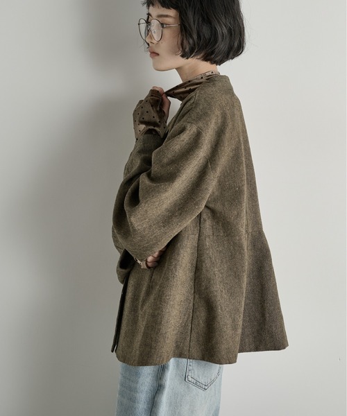 ノーカラーペプラムツイードジャケット（ノーカラージャケット）｜THE