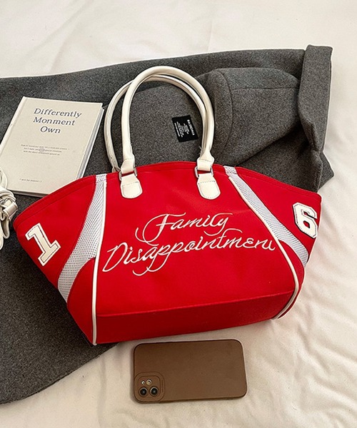 HALEY PESCA(ヘーリーペスカ)の「HALEY PESCA/【2way】バイカラー ナンバリングスポーティーボストンバッグ(ボストンバッグ・レディース・ピンク/レッド/ネイビー/ブラック・FREE)」の4枚目の写真