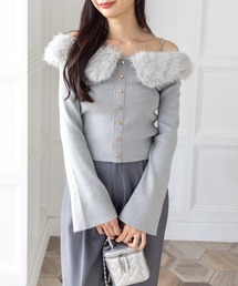 clear | ビジュー肩紐オフショルファーニットトップス[大人 フェミニン 上品]≪AW新作≫(ニット/セーター)