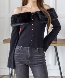 clear | ビジュー肩紐オフショルファーニットトップス[大人 フェミニン 上品]≪AW新作≫(ニット/セーター)