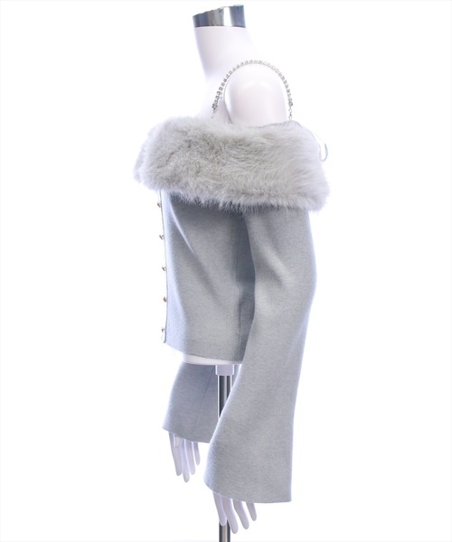 clear（クリア）の「ビジュー肩紐オフショルファーニットトップス[大人 フェミニン 上品]≪AW新作≫（ニット/セーター・レディース・アイボリー/ブラック/ライトグレー・F）」の12枚目の写真