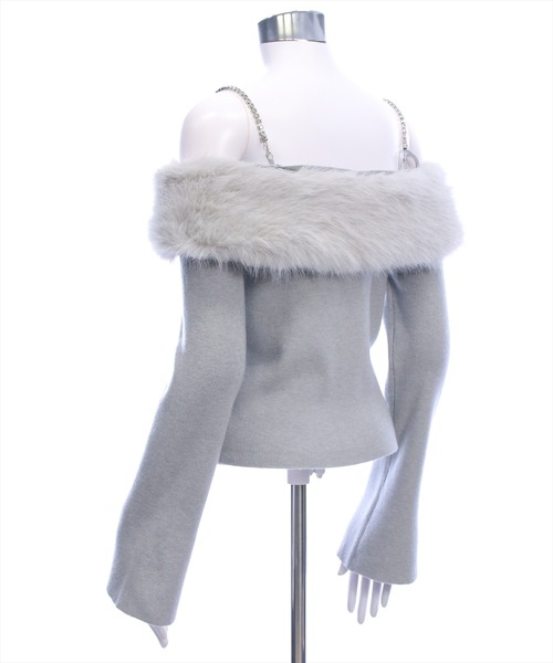 clear（クリア）の「ビジュー肩紐オフショルファーニットトップス[大人 フェミニン 上品]≪AW新作≫（ニット/セーター・レディース・アイボリー/ブラック/ライトグレー・F）」の13枚目の写真