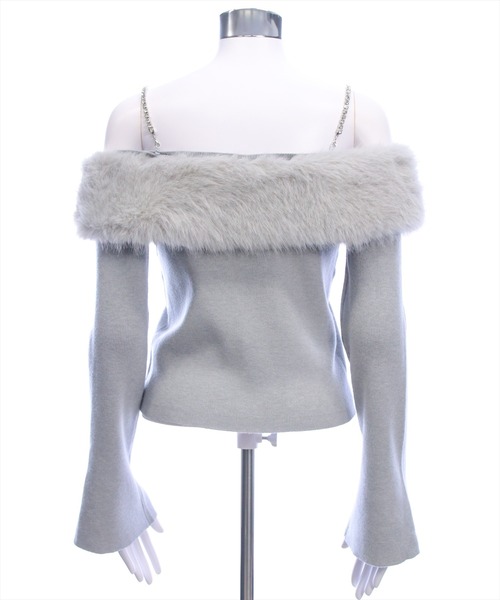 clear（クリア）の「ビジュー肩紐オフショルファーニットトップス[大人 フェミニン 上品]≪AW新作≫（ニット/セーター・レディース・アイボリー/ブラック/ライトグレー・F）」の14枚目の写真