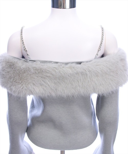 clear（クリア）の「ビジュー肩紐オフショルファーニットトップス[大人 フェミニン 上品]≪AW新作≫（ニット/セーター・レディース・アイボリー/ブラック/ライトグレー・F）」の15枚目の写真