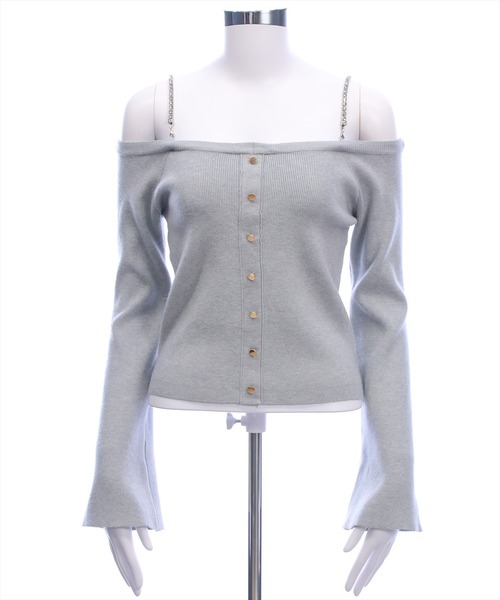 clear（クリア）の「ビジュー肩紐オフショルファーニットトップス[大人 フェミニン 上品]≪AW新作≫（ニット/セーター・レディース・アイボリー/ブラック/ライトグレー・F）」の20枚目の写真