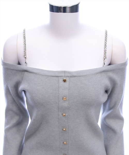 clear（クリア）の「ビジュー肩紐オフショルファーニットトップス[大人 フェミニン 上品]≪AW新作≫（ニット/セーター・レディース・アイボリー/ブラック/ライトグレー・F）」の21枚目の写真