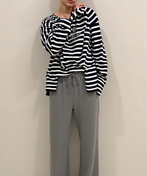 cammie(キャミー)の「あったかスウェットゆるパンツ(スウェットパンツ・レディース・ブラック/グレー・M/L)」の7枚目の写真